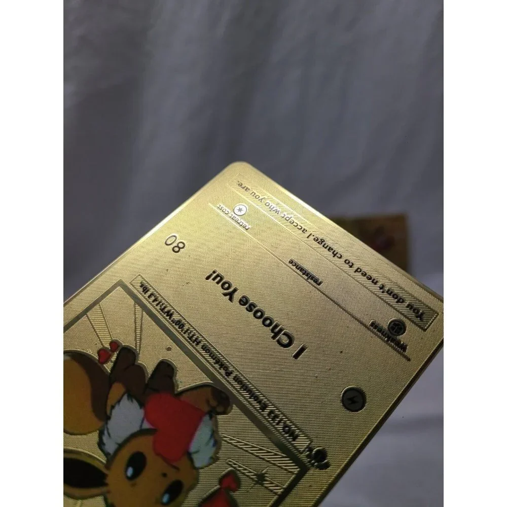 Eevee I Choose You Love Heart Valentine Gold Metal Card- Lot Of 3 FLAWED - Picture 3 of 10